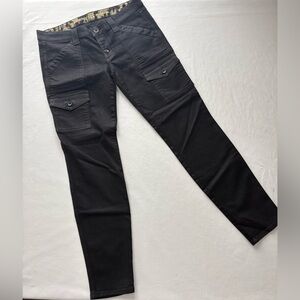 Rich & Skinny Coated Cargo Skinny Jeans in Slick Black - Size 10/30